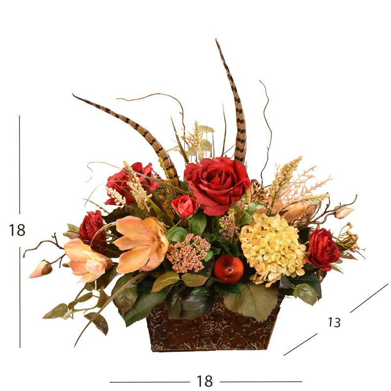 Faux Silk Arrangement in Planter