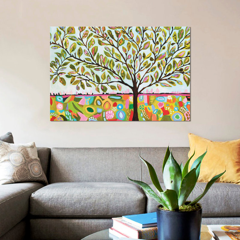 «Tree Abstract», reproduction sur toile, H 18 po x l 26 po x P 1,5 po, Toile avec cadre noir, Pas de tapis