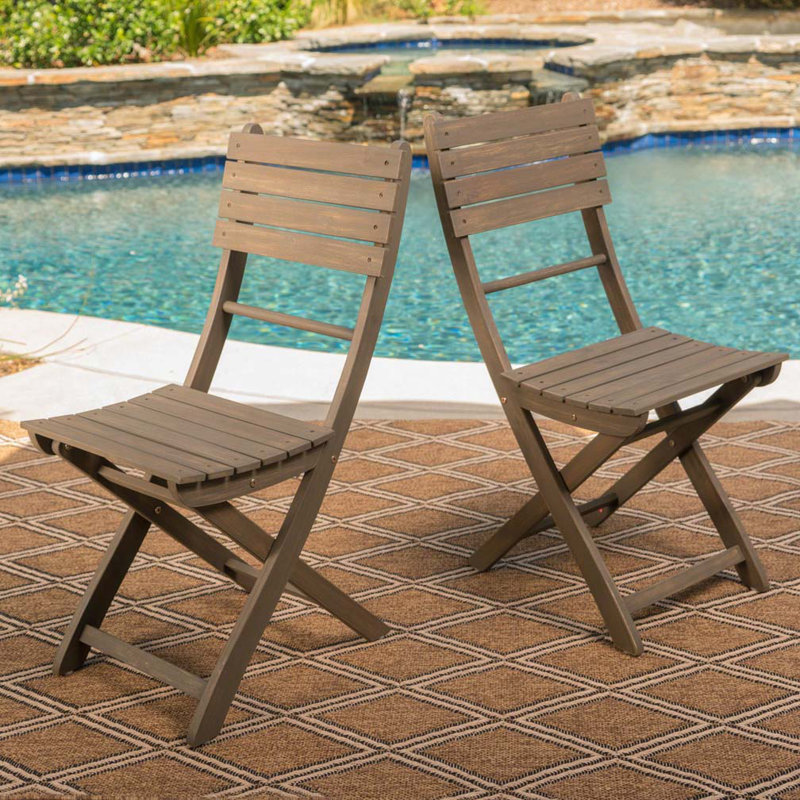 Outdoor Acacia Wood Folding Dining Chair, Brown