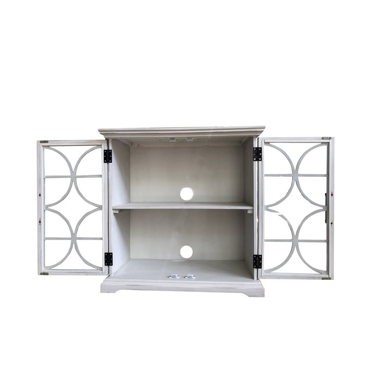 Commode 2 portes en verre, Blanc antique