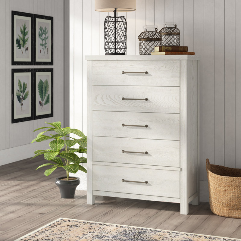 Trione 5 Drawer 40" W Chest, White