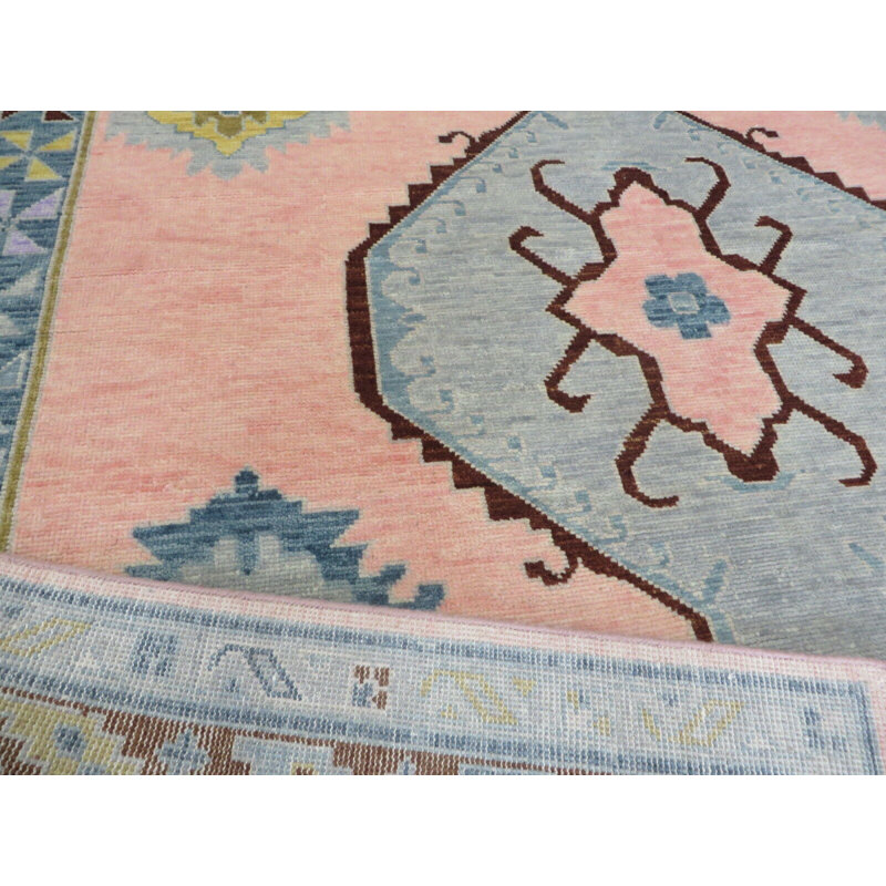 Tapis oriental rose à motif géométrique noué à la main 7 pi 10 po x 10 pi B96CE8ada2FD4195BA1E5012130748B5