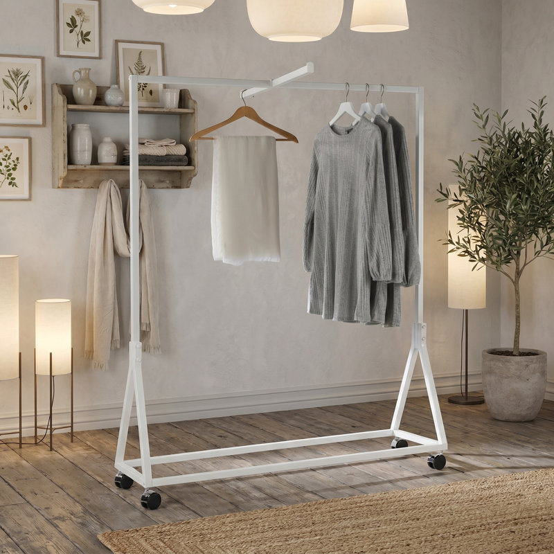 Abigailrose 48'' Metal Rolling Clothing Rack, White