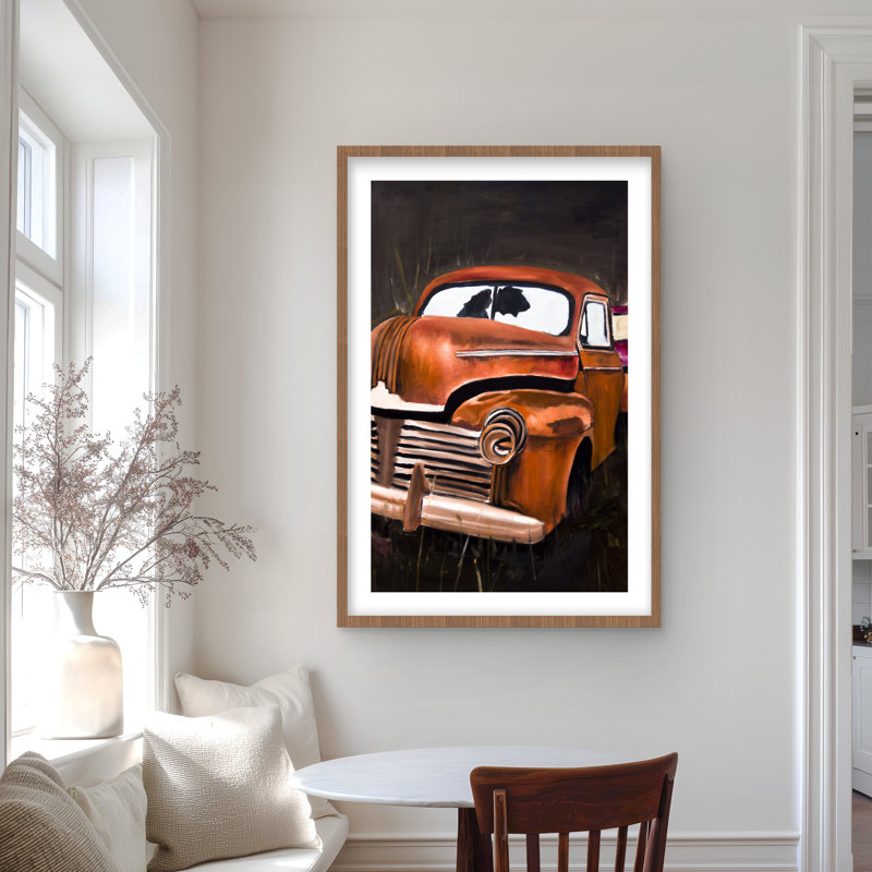 Old Car Crash - reproduction encadrée matte pour la décoration intérieure, H 36 po x l 24 po, Brun