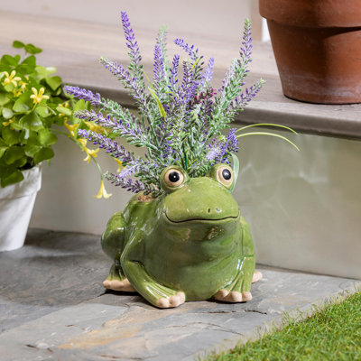 Pot de fleurs grenouille en céramique