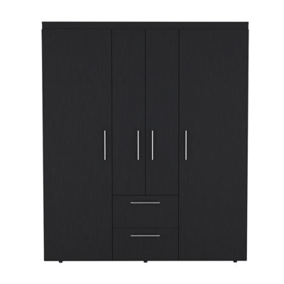  Commode combinée 59 po à deux tiroirs noirs