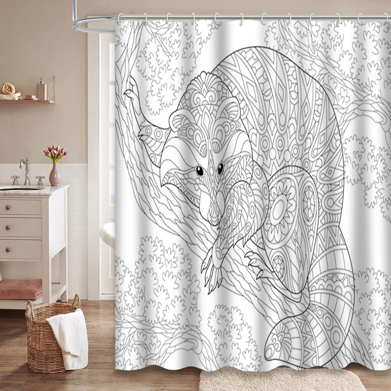 Rideau de douche avec 12 crochets Raccoon Tree, L 72 po x l 72 po