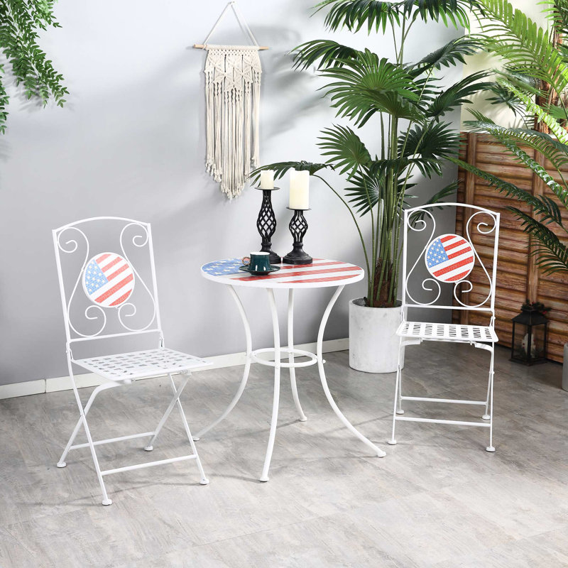 Bistro pliant pour l'extérieur avec table et chaises en mosaïque pour le porche de la piscine