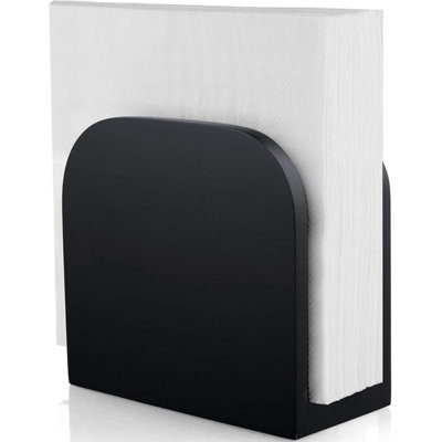 Black Napkin Holder For Table - Wood Upright Napkin Holders For Kitchen - Wooden Coutertop Napkin Dispenser For Dining Room Table Restaurant Picnic Party