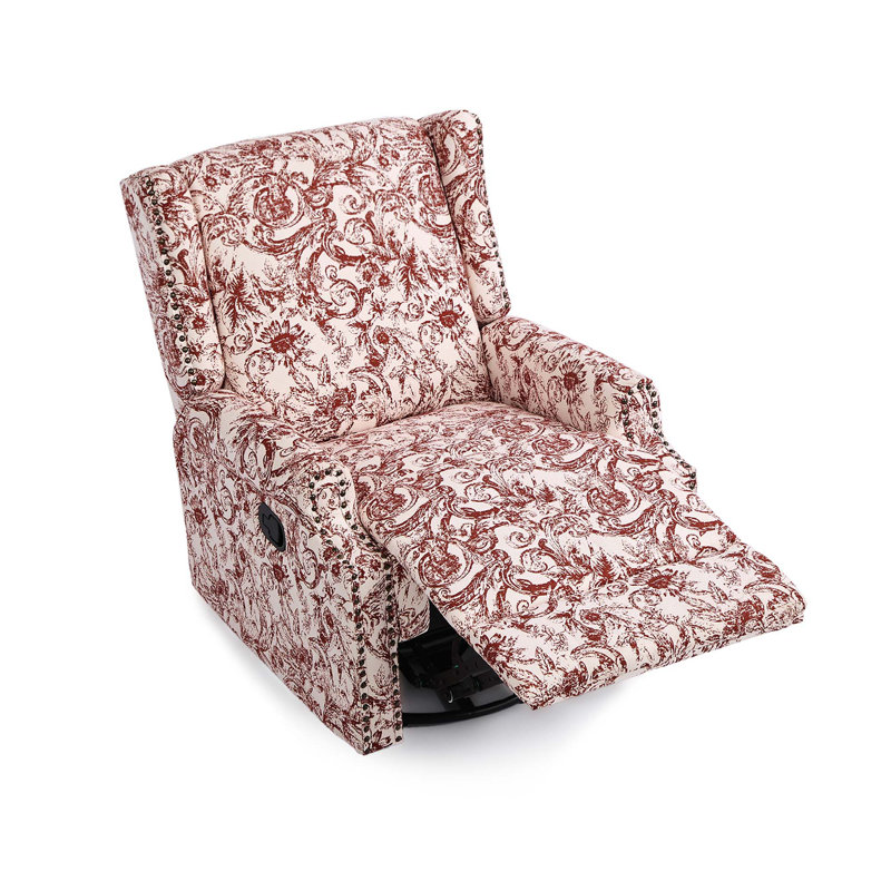 Fauteuil inclinable et oscillant rembourré classique, Chenille orange