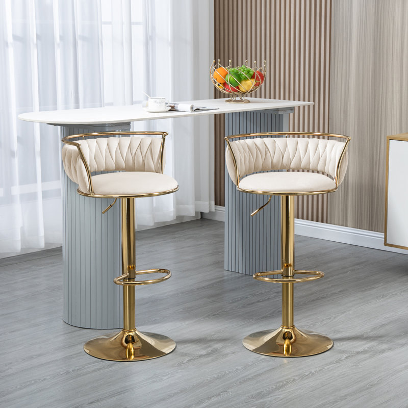 Tabouret de bar Christal, Or, Ivoire