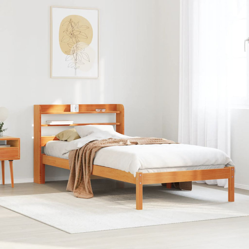 Bed Frame With Headboard Without Mattress Wax Brown, Small Single (2'6)