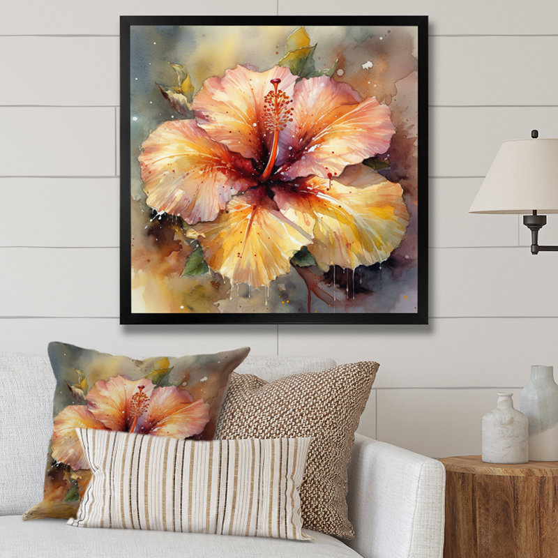 Rudell Hibiscus Euphoria sur toile, Cadre photo noir, H 24 po x l 24 po x P 1 po