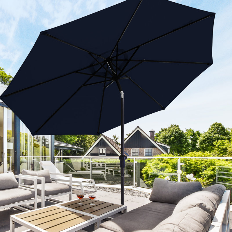 9 ft. Market Patio Umbrella with Push Button Tilt and Crank, Navy