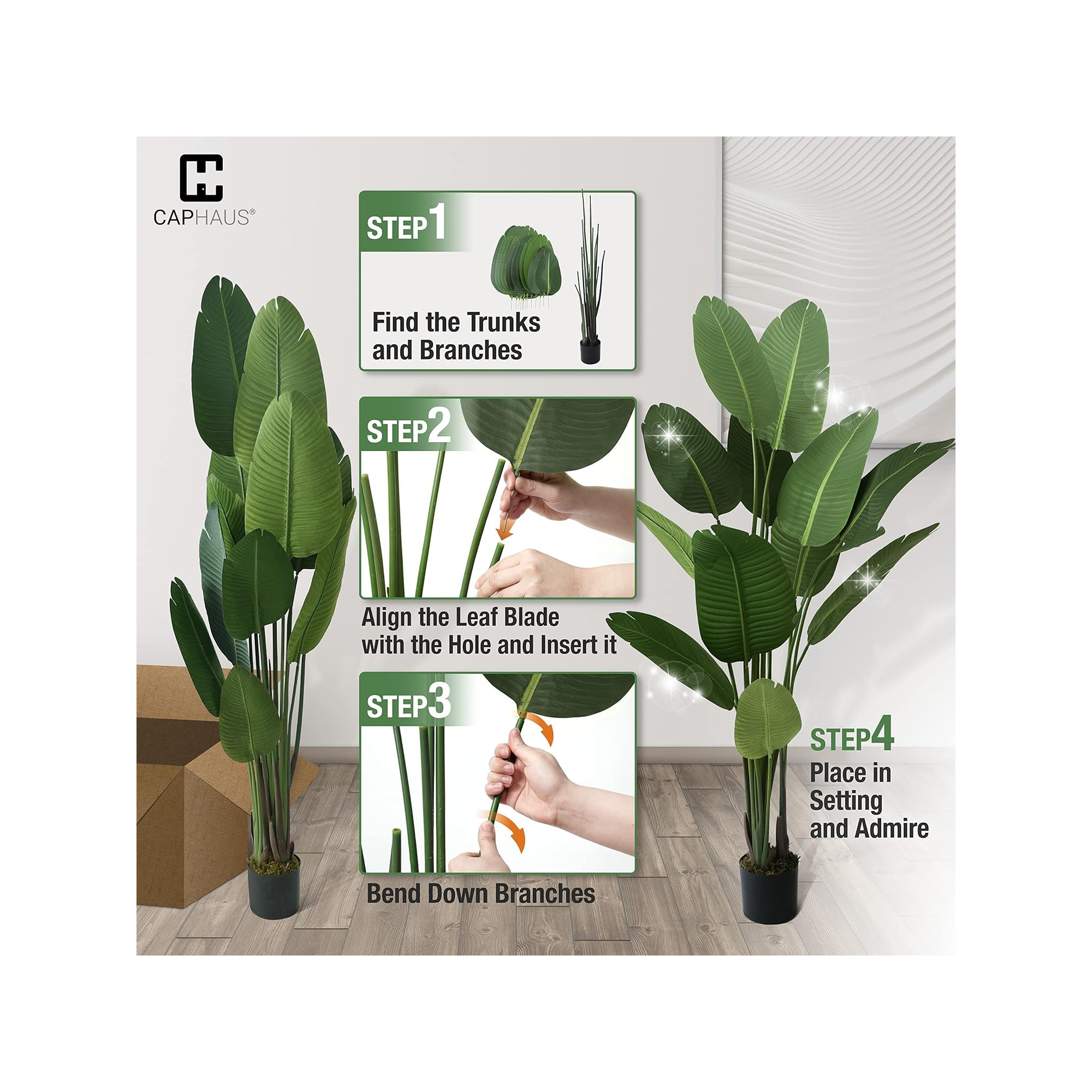 Birch Lane™ Artificial Bird of Paradise in Pot with Dried Moss, UV Resistant, 4 / 5 / 6 / 7 Feet, 72" H x 7.1" W x 7.1" D
