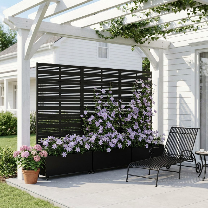 185cm H x 360cm W Metal Fan Trellis, 185' H x 360" W x 40" D