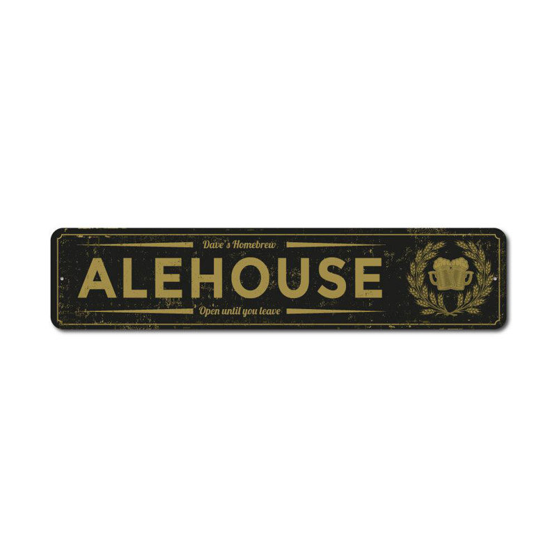 Enseigne métallique Alehouse, H 4 po x l 18 po x P 0,04 po