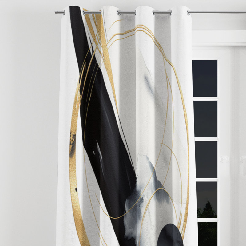 Marble Effect, peinture III - rideau occultant avec œillets - 1 panneau, L 52 po x L 108 po, Œillets argentés