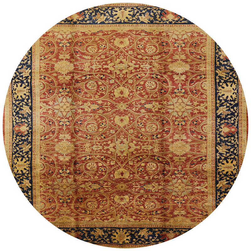Tapis oriental bleu / bleu, Rond 3 pi