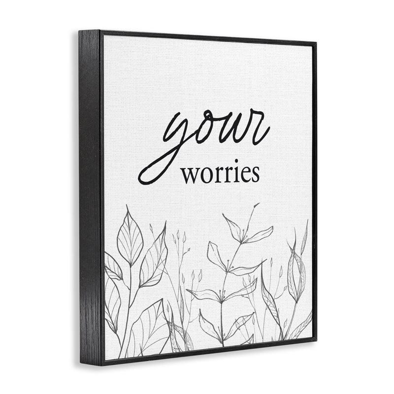 «Your Worries Minimalist Leaves», estampe numérique giclée, Giclée encadrée noir minuit, H 30 po x l 24 po