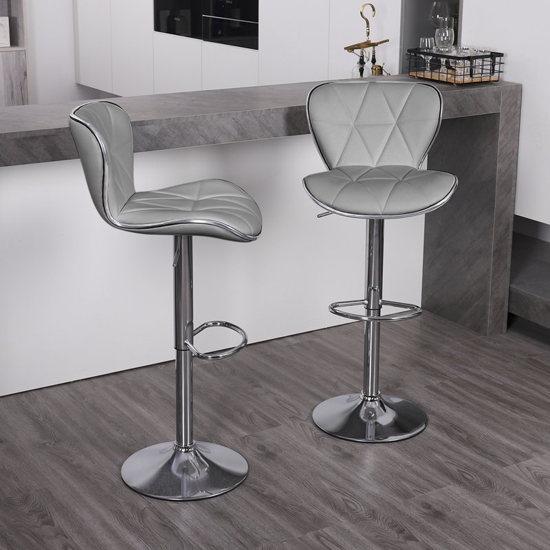 Anjolee 32.5'' Swivel Adjustable Height Counter Stool with Metal Frame, Gray