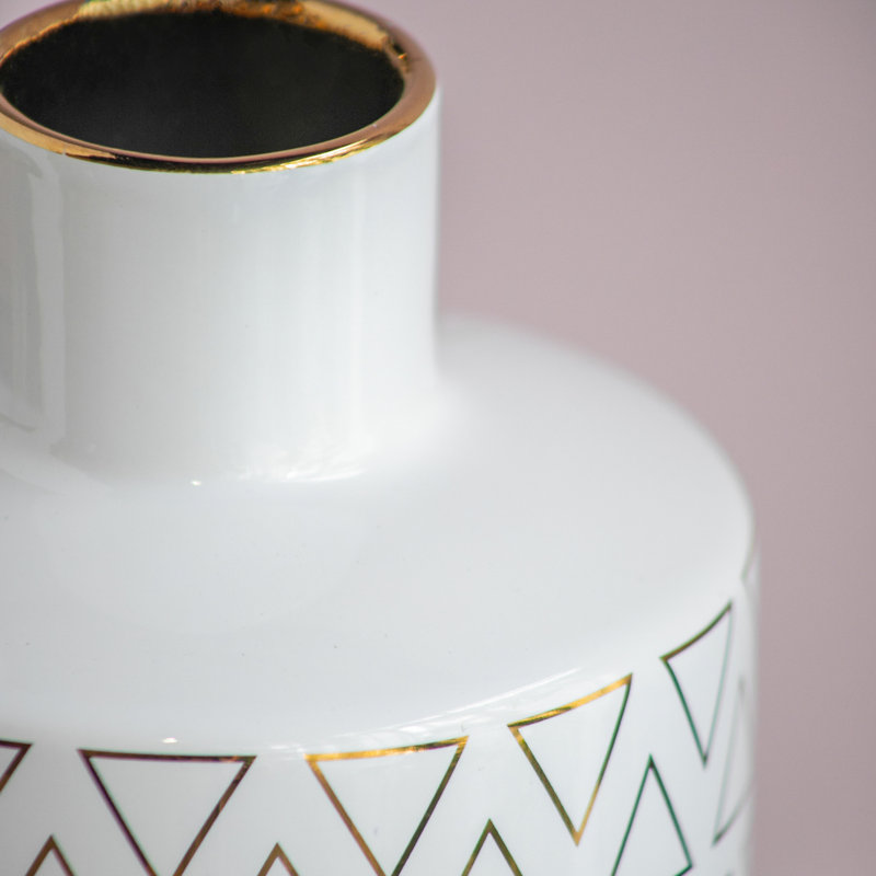 Accent Round White/Gold Vase
