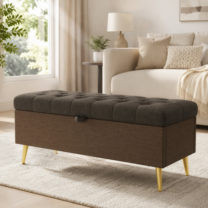 Banc de rangement avec repose-pieds Modern Modern, Café