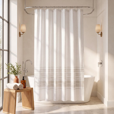 Cotton Blend Placement Stripe Shower Curtain