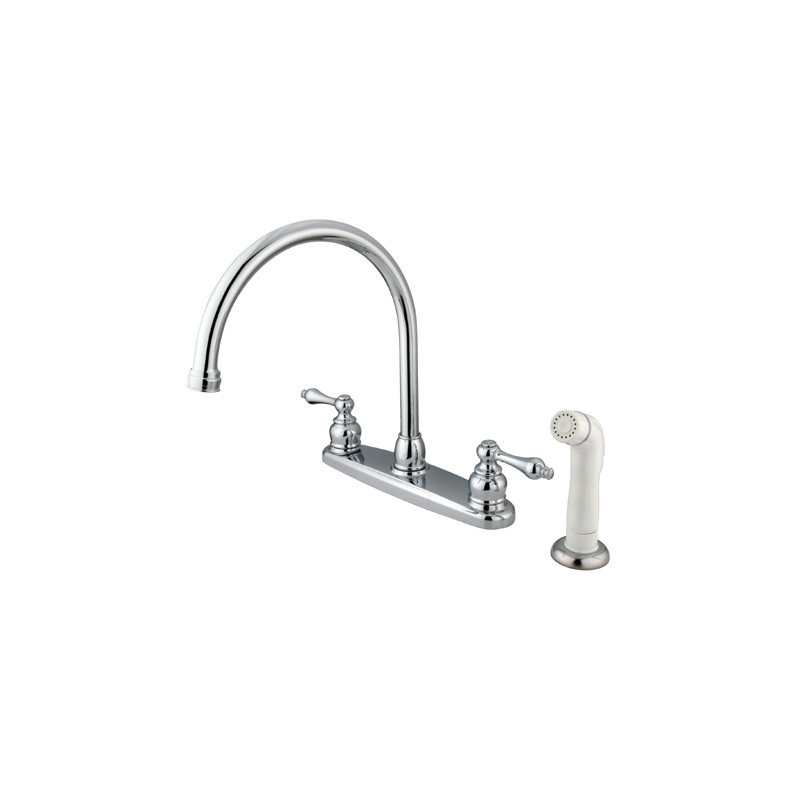 Kingston Brass Vintage Two-Handle 4-Hole 8" Centerset Kitchen Faucet with Side Sprayer