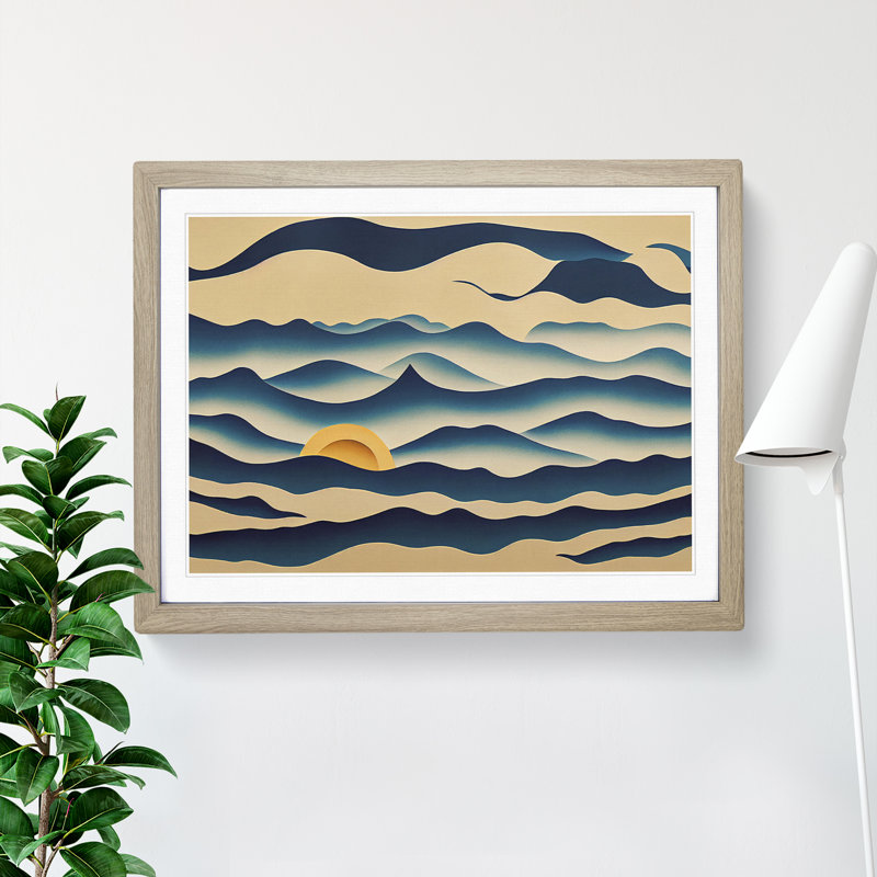 Abstract Ocean Wave Vol.2 - Framed Print, 25cm H x 34cm W x 2cm D, Oak
