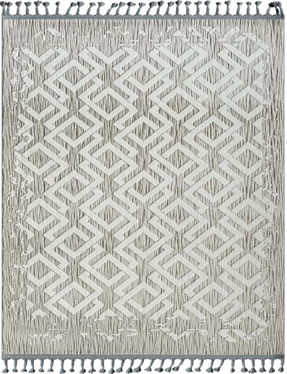 Geometric Machine Woven Cotton/Polyester Area Rug in Gray Foundry Select Rug Size: Rectangle 6'5 x 9'5