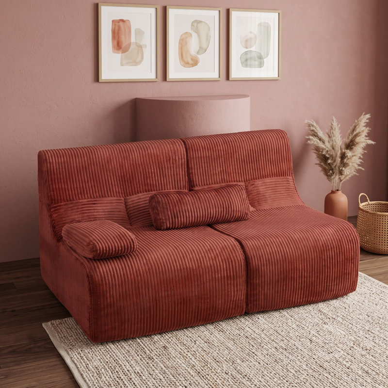 Causeuse modulaire moderne en velours côtelé, Red