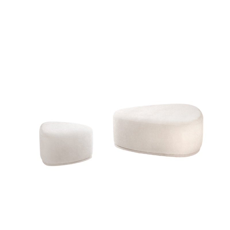 43.6cm Wide Triangle Solid Colour Footstool Ottoman, Light Sand