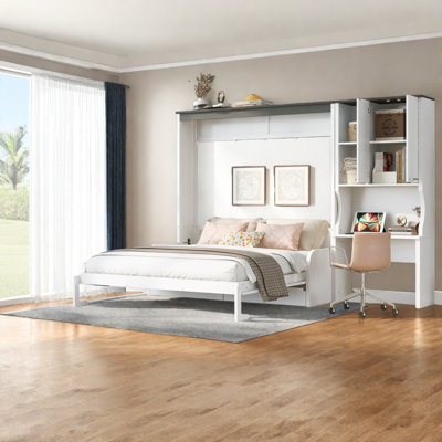 Space-saving Wood Murphy Bed With Storage And Sofa For Modern Homes