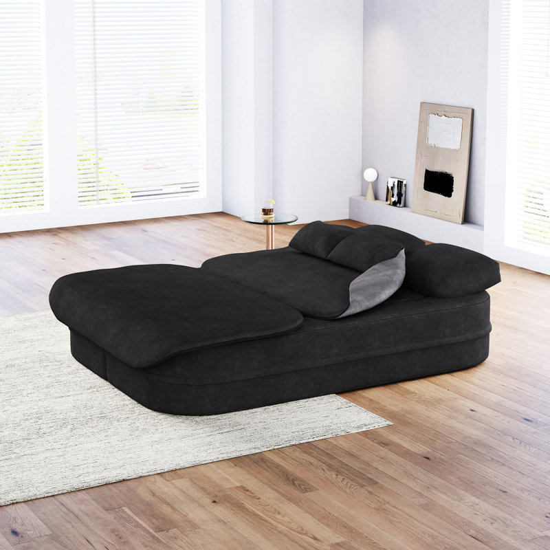 Lit escamotable de 75 po avec chenille respirante et coussin antidérapant, couverture polyvalente 3 places pour la maison 2 en 1 mousse convertible haute densité, espace de vie de la chambre à coucher