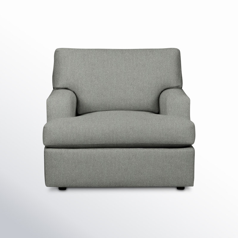 Cleo Upholstered Custom Accent Chair, Ticket Smoke Heathered Basketweave