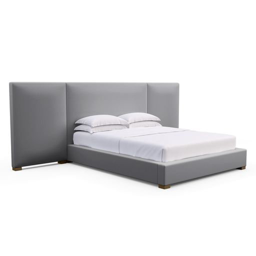 Upholstered Bed, Box Weave Linen Black Jack, Weathered, Twin