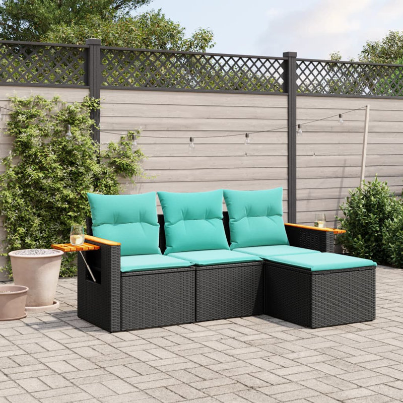  Garden Sofa Set Black, Blue