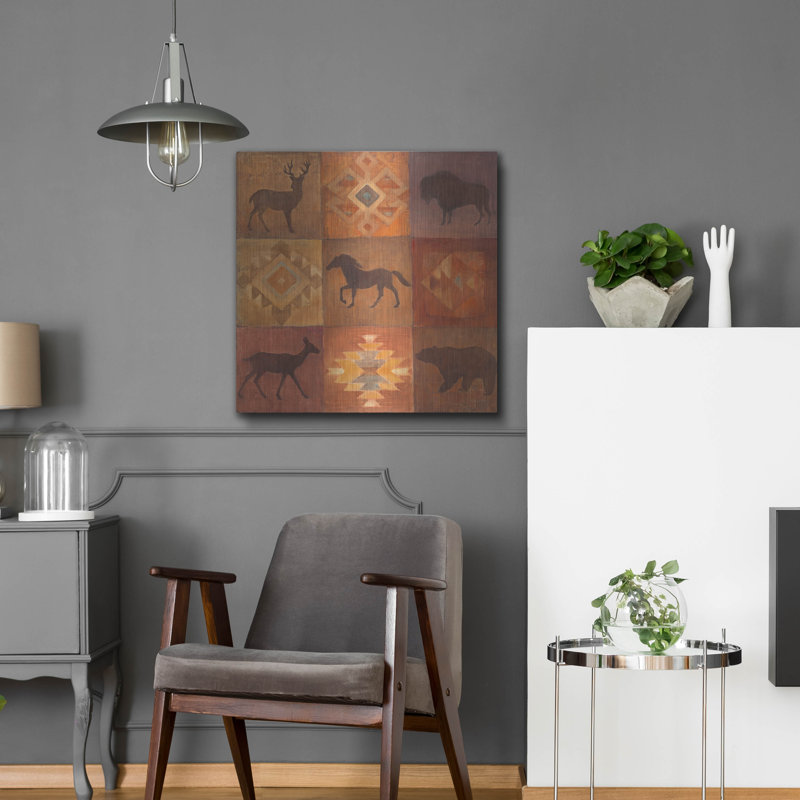 Luxe Metal Art 'Desert Sunset Animals 1'  by Albena Hristova Metal Wall Art, 24" x 24"