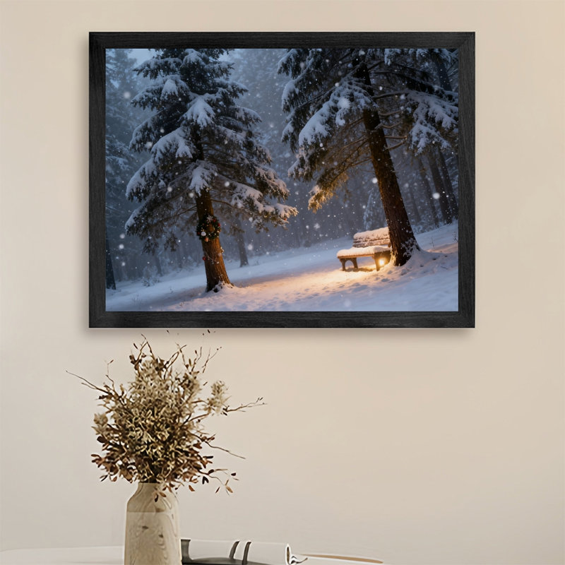 Art mural rétro noir encadré forêt de cèdres de style rétro, impressions encadrées, H 9 po x l 11 po