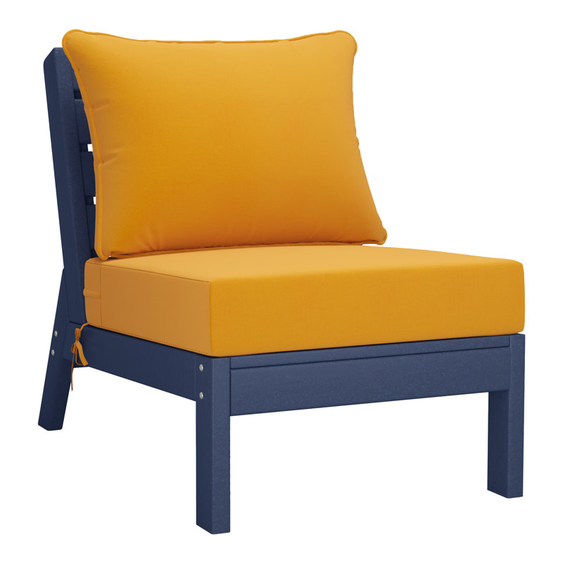 Ensemble de conversation à assise profonde 3 pièces avec coussins, Jaune, Navy Blue