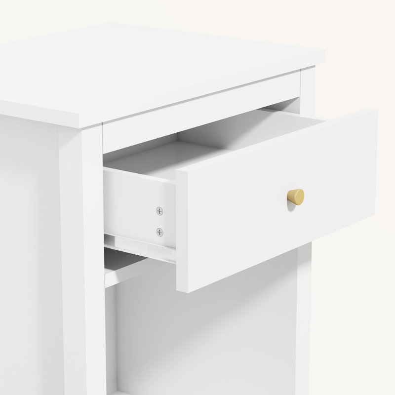 Aldreth 1 - Drawer Nightstand,Side Table With Shelf, White