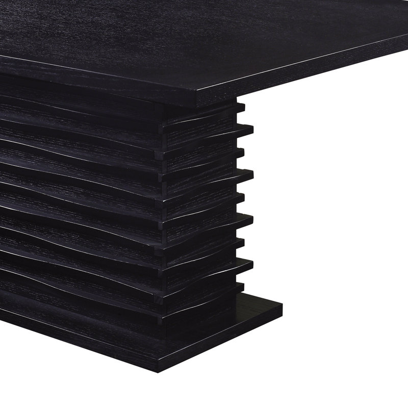 Pedestal Dining Set in Black and Gray, 7