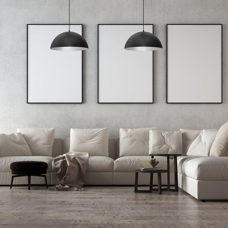 Beta 1 - Light Dome Pendant, Black, Black/White, 90cm H x 45cm W x 45cm D