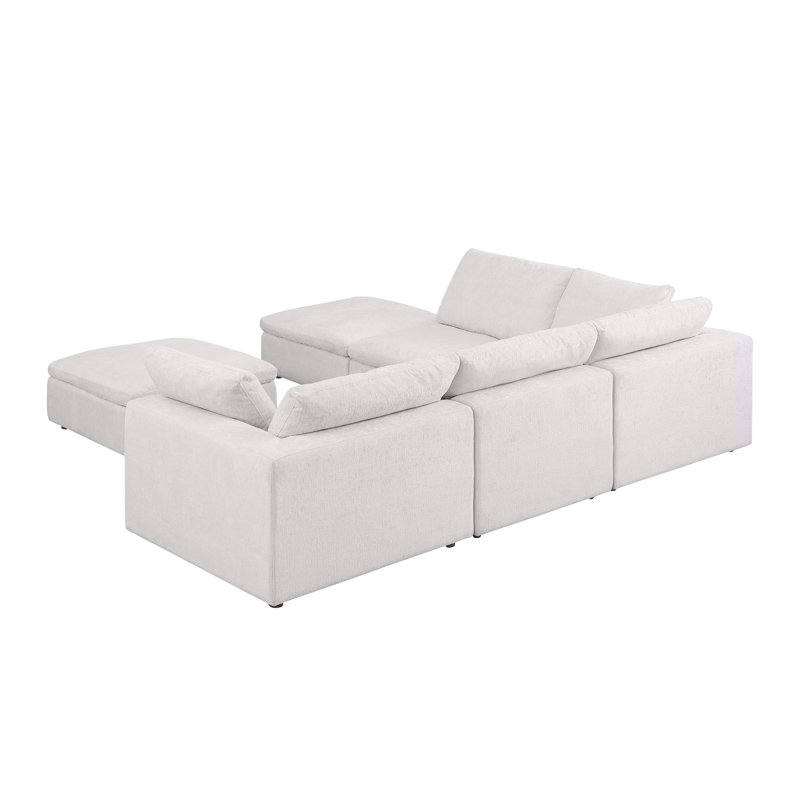 Canapé modulaire faisant face à la gauche 6 pièces Knapen - Revêtement en tissu Belfast véritable