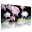 Ensemble de 3 toiles murales à motifs floraux de roses roses et d'orchidées-468470838