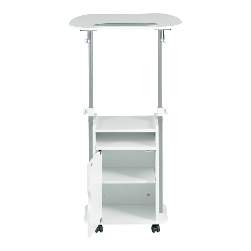 Chariot pour ordinateur portable avec rangement réglable Techni Mobile, Blanc