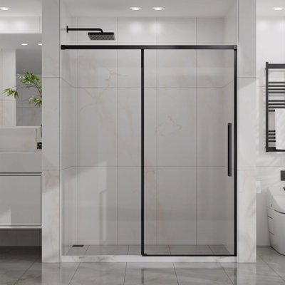 Shower Door  - Semi-Frameless Design Design Shower Door  - 1/4" (6Mm) Thick Clear Tempered Glass With With Easy-Clean Coating Function, Stainless Steel Hardware