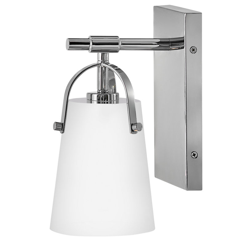 Foster 1-Light Dimmable Bath Sconce with Etched Opal Shade, Silver