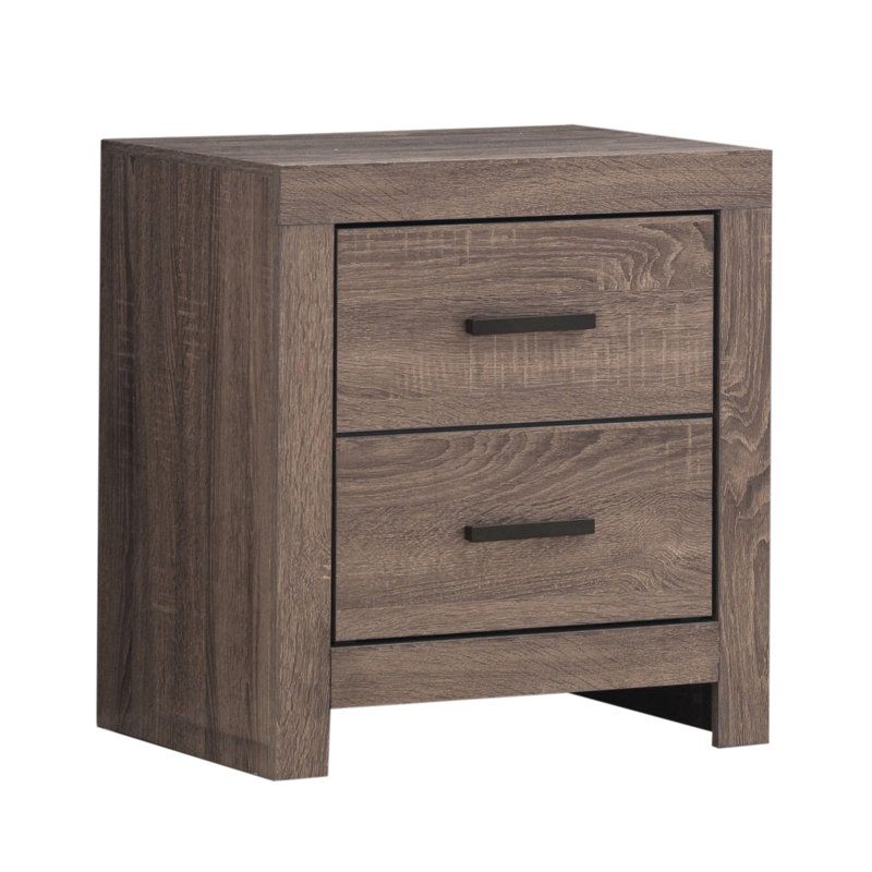 Ensemble de chambre à coucher 2 pièces avec table de chevet Eunice, Chêne baril, Grand